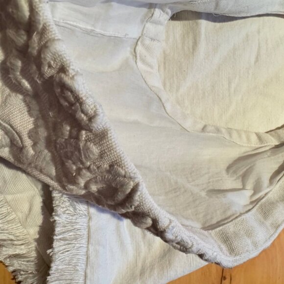 Vintage Embroidered Cotton Canvas Crop White Mini Vest Western Boho Fringe - Picture 4 of 6